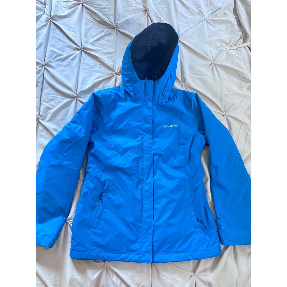 Columbia Omni-Tech Waterproof Insulated Hooded Jacket Blue Womens M